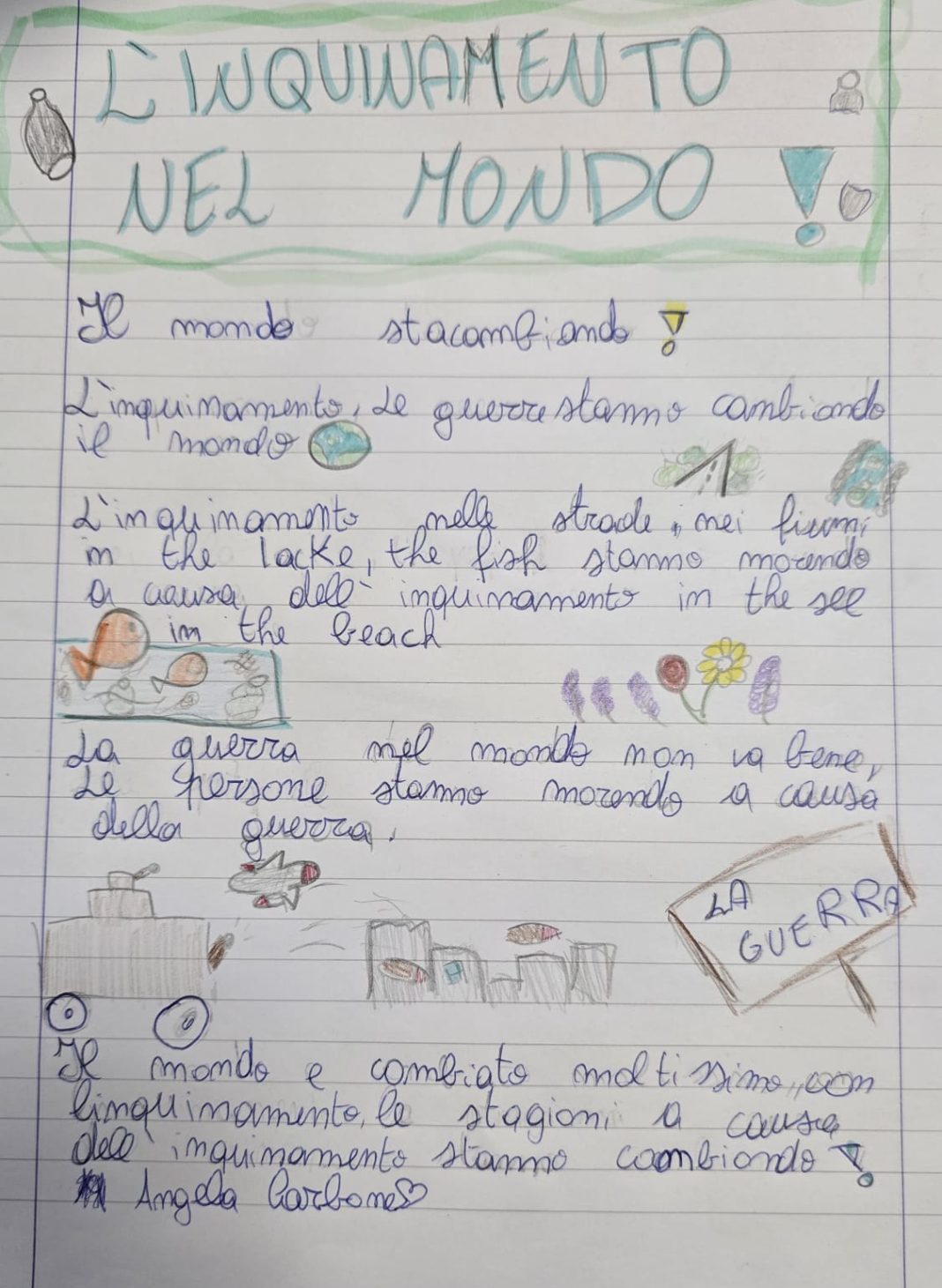 L'inquinamento nel mondo - elaborato di Angela Cardone