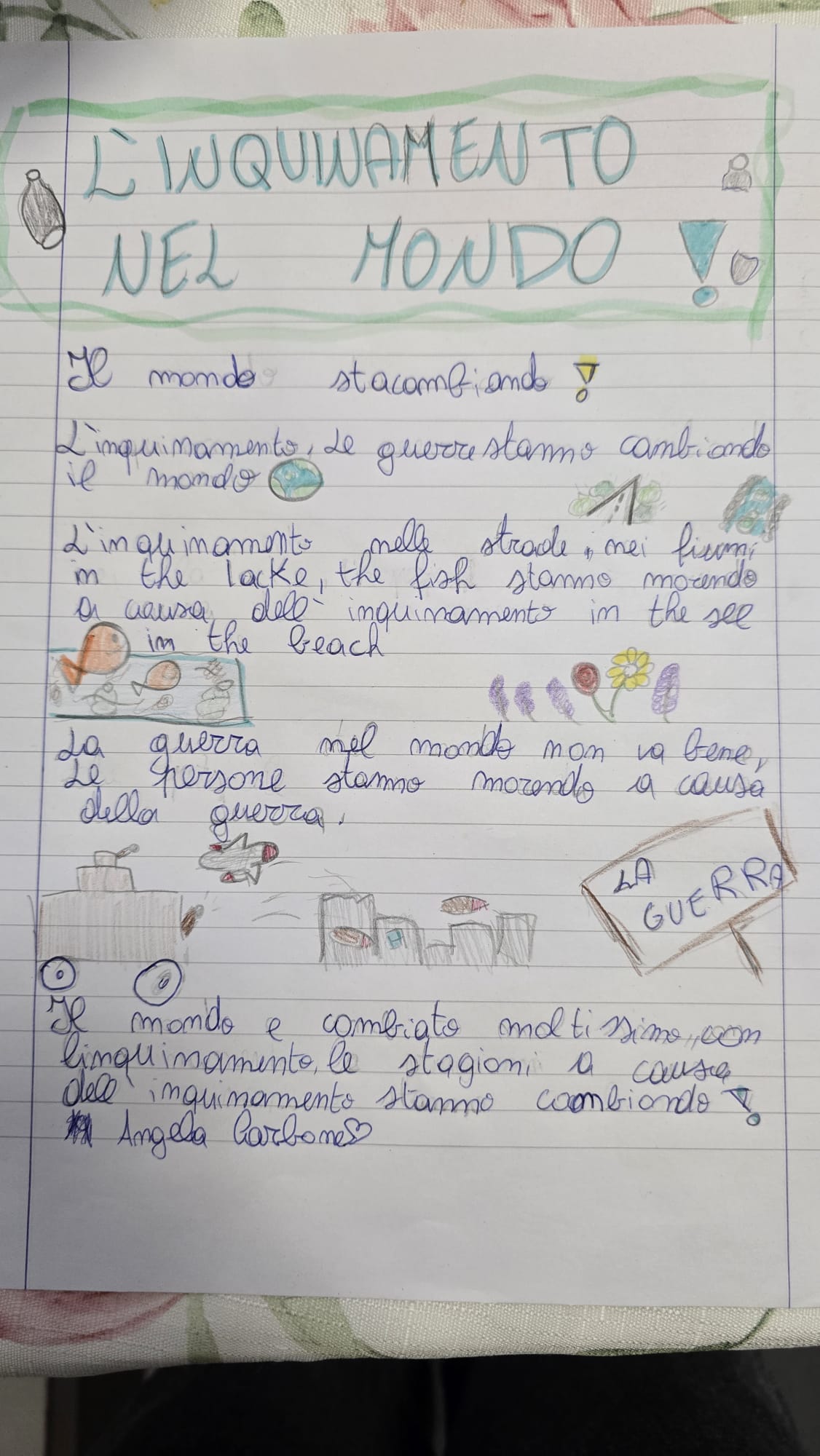L'inquinamento nel mondo - elaborato di Angela Cardone